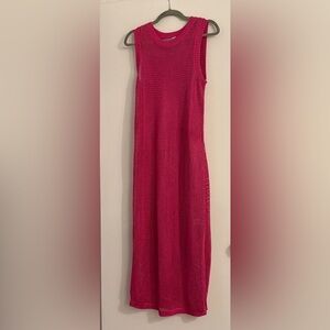 a new day Bright Fuchsia Open-Knit tank dress